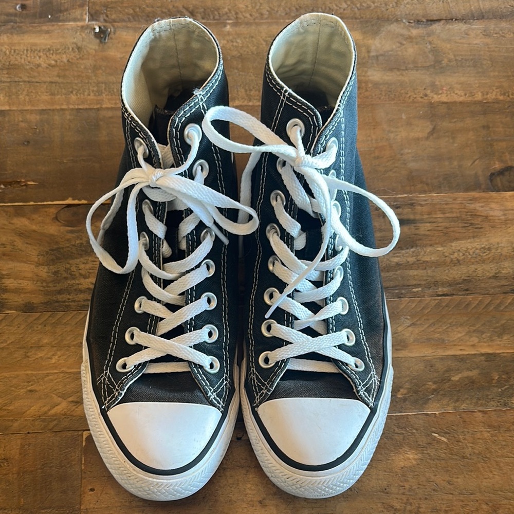Black High-Top Sneakers with White Laces